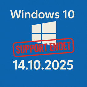 Bild zeigt das Windows-Symbol und den Text, dass der Supprort i Oktober 2025 einegstellt wird.