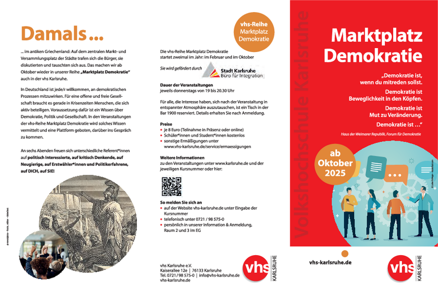 Flyer Demokratie mit Kursen von Oktober bis Januar
