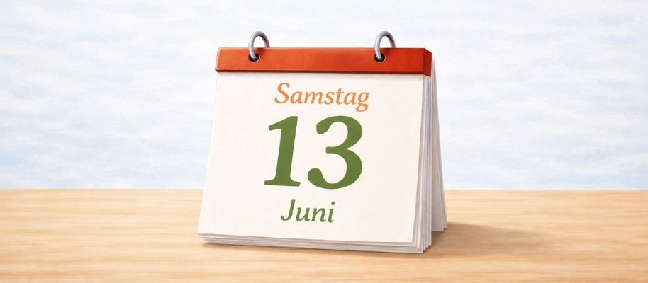 Kalenderblatt mit ‚Samstag, 13. Juni‘ als Symbolbild für den XL-Samstag der vhs.