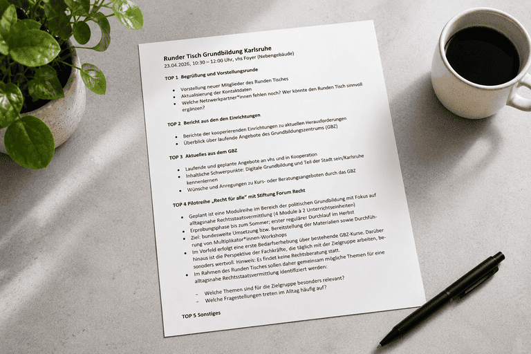 Agenda Netzwerktreffen